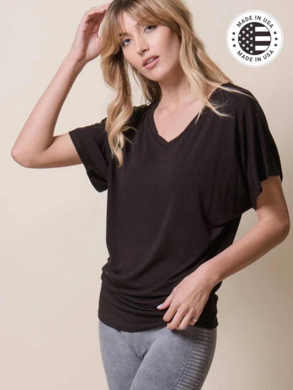 Sivana Bamboo Dolman Tunic in Black Size Women's Large